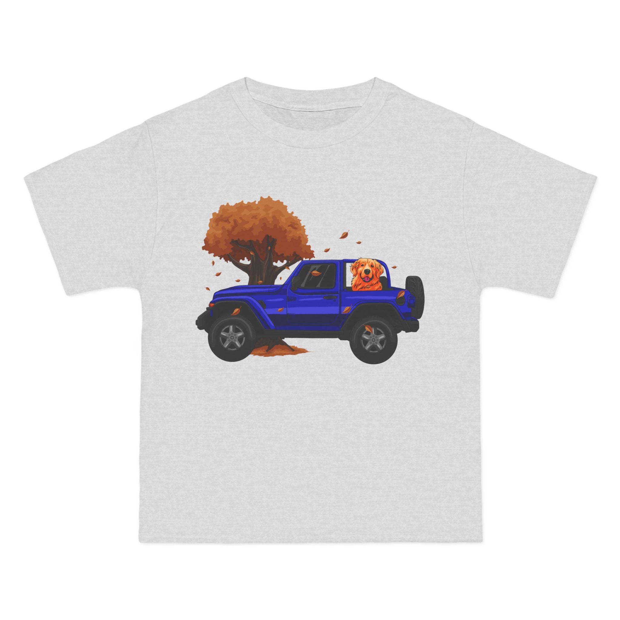 Fall Blue Jeep x Golden Retriever Beefy-T®  Short-Sleeve T-Shirt