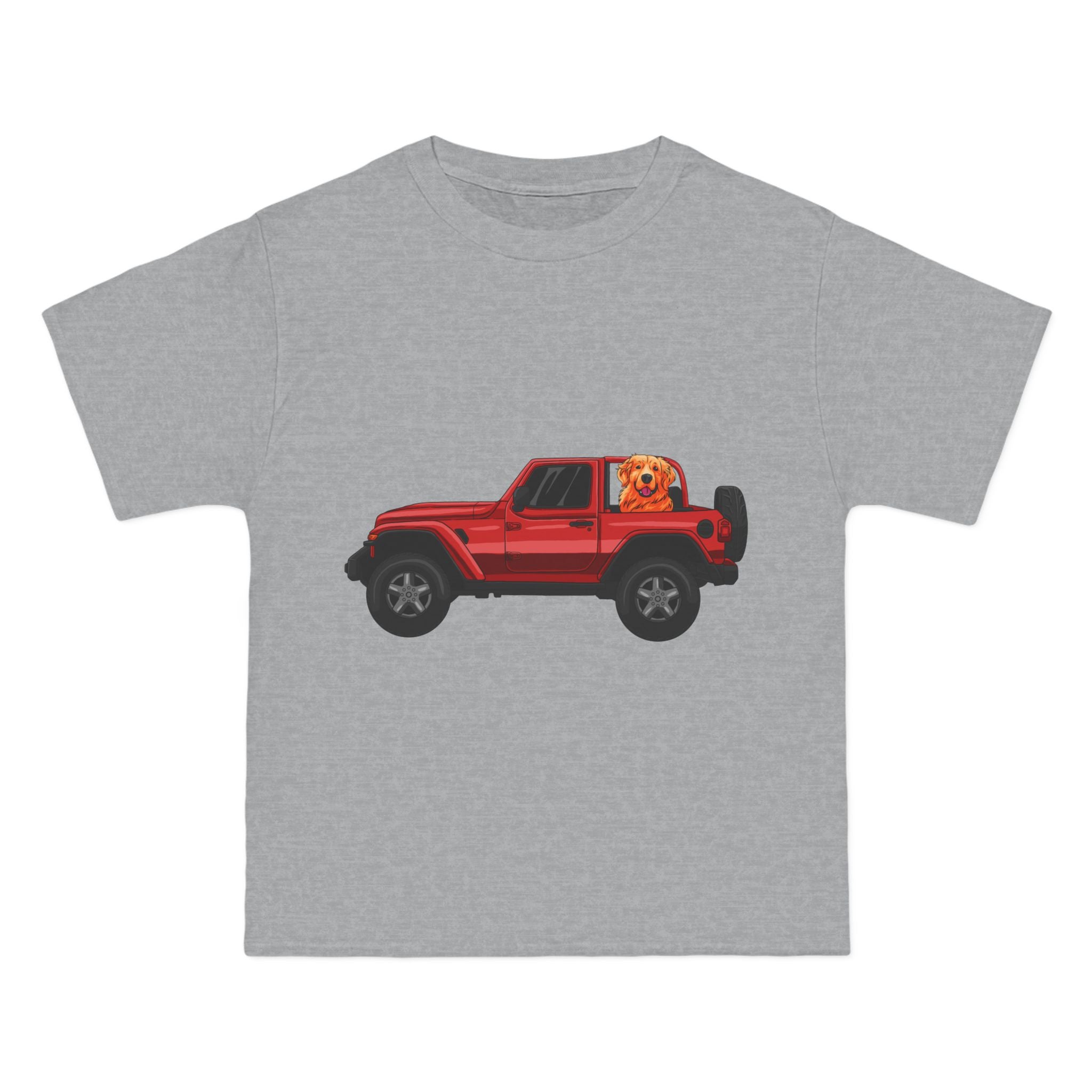 Red Jeep x Golden Retriever Beefy-T®  Short-Sleeve T-Shirt