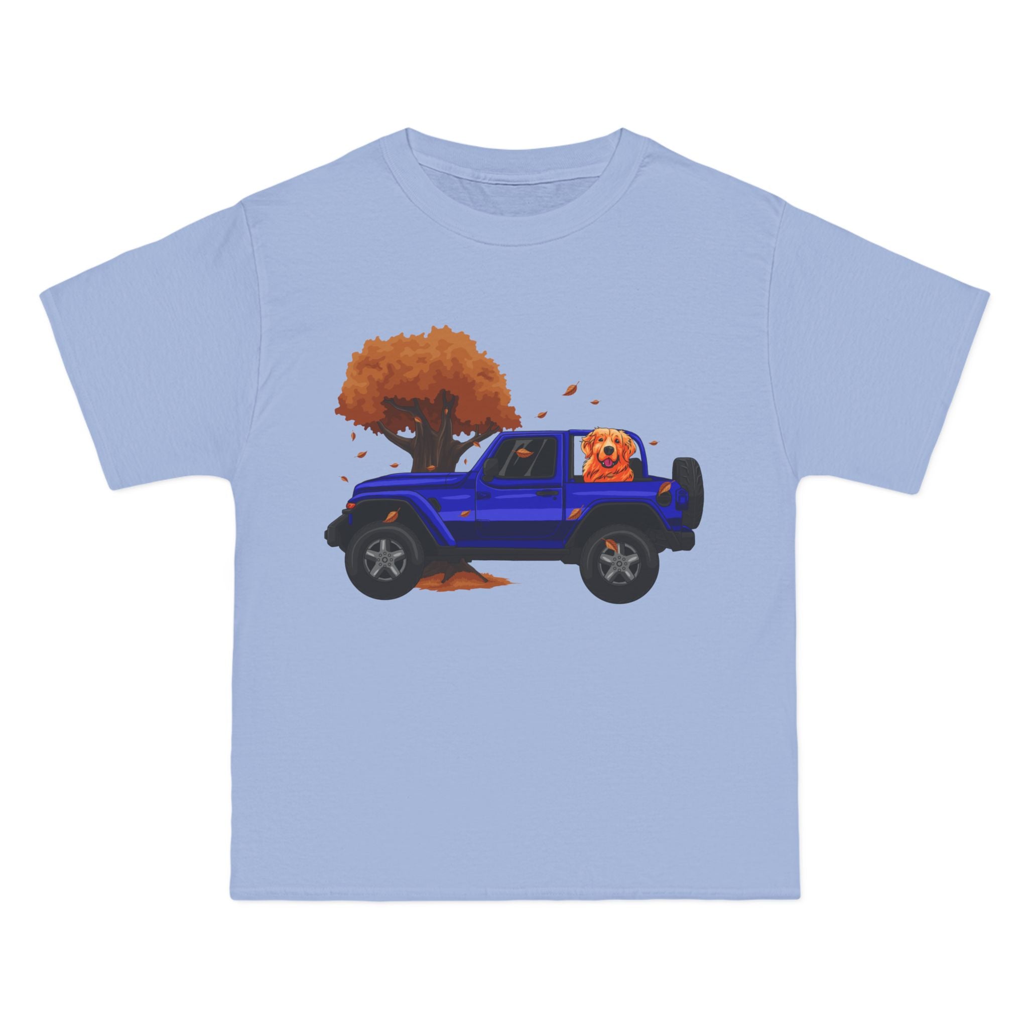 Fall Blue Jeep x Golden Retriever Beefy-T®  Short-Sleeve T-Shirt