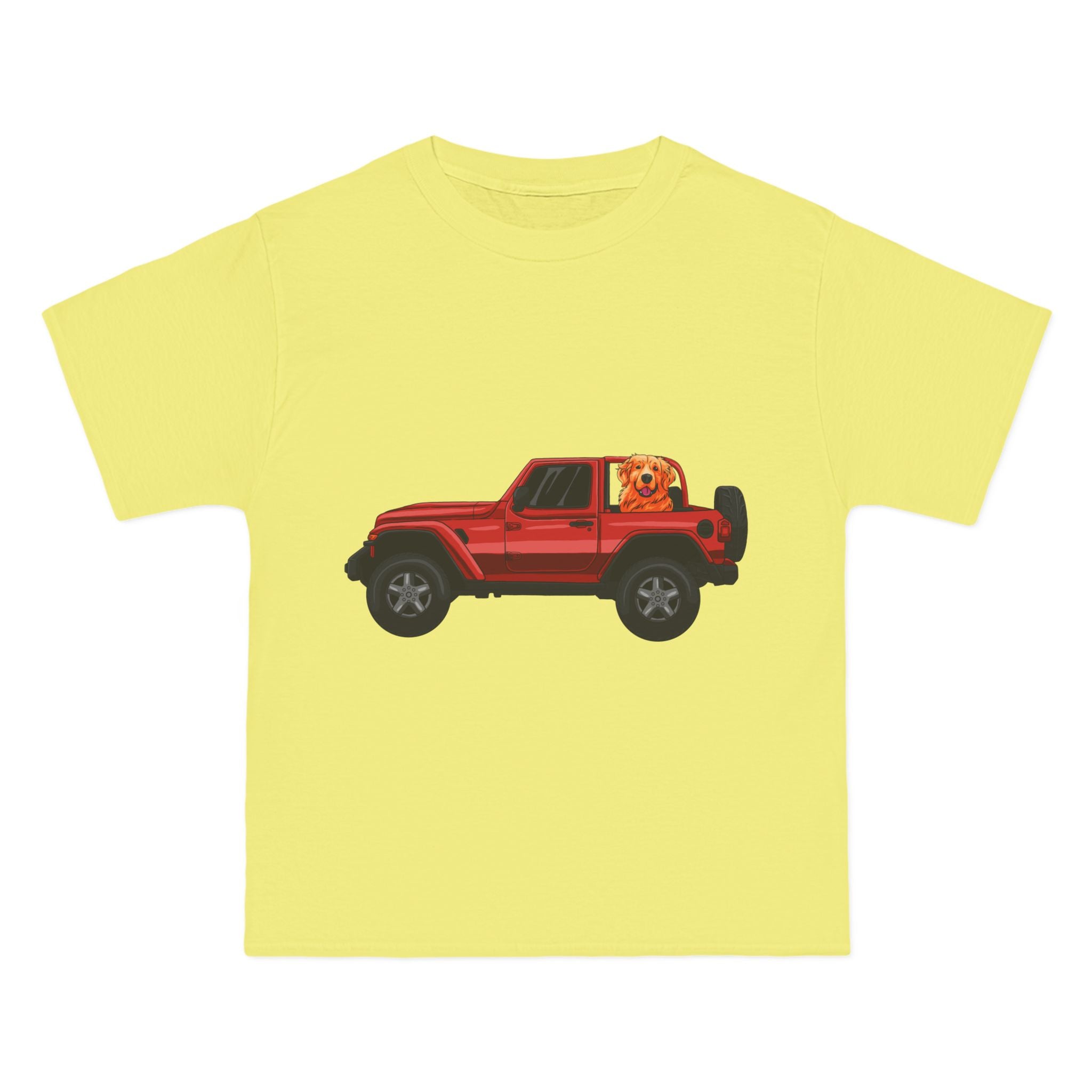 Red Jeep x Golden Retriever Beefy-T®  Short-Sleeve T-Shirt