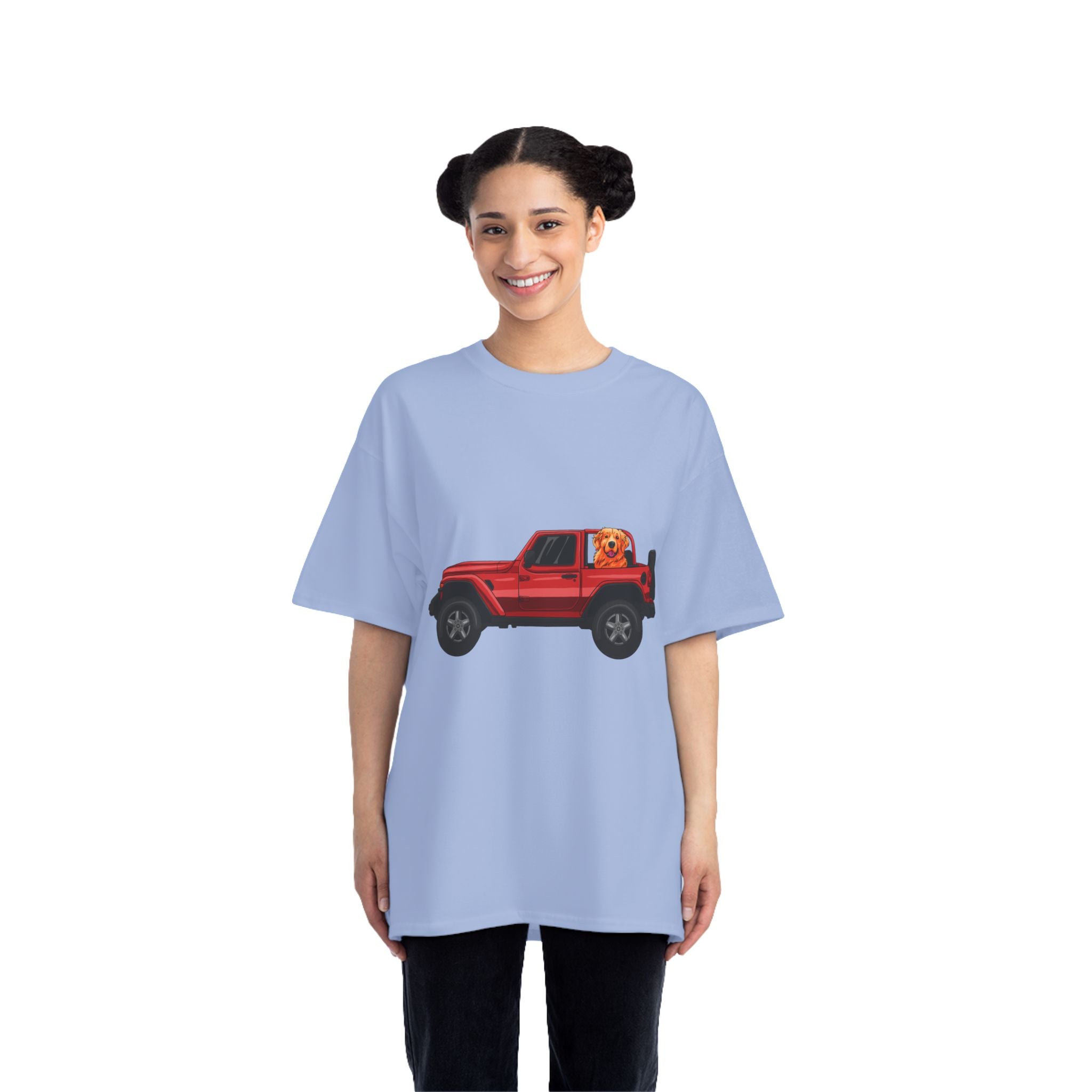 Red Jeep x Golden Retriever Beefy-T®  Short-Sleeve T-Shirt