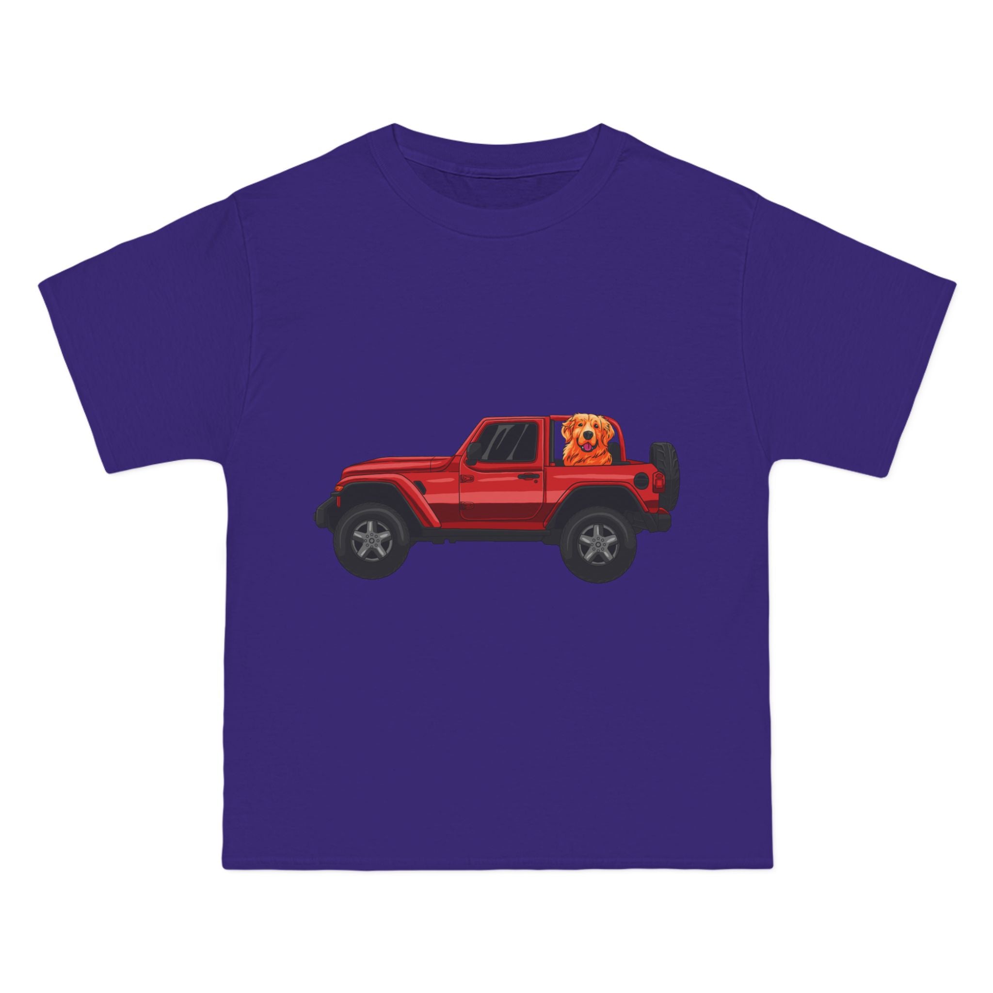 Red Jeep x Golden Retriever Beefy-T®  Short-Sleeve T-Shirt