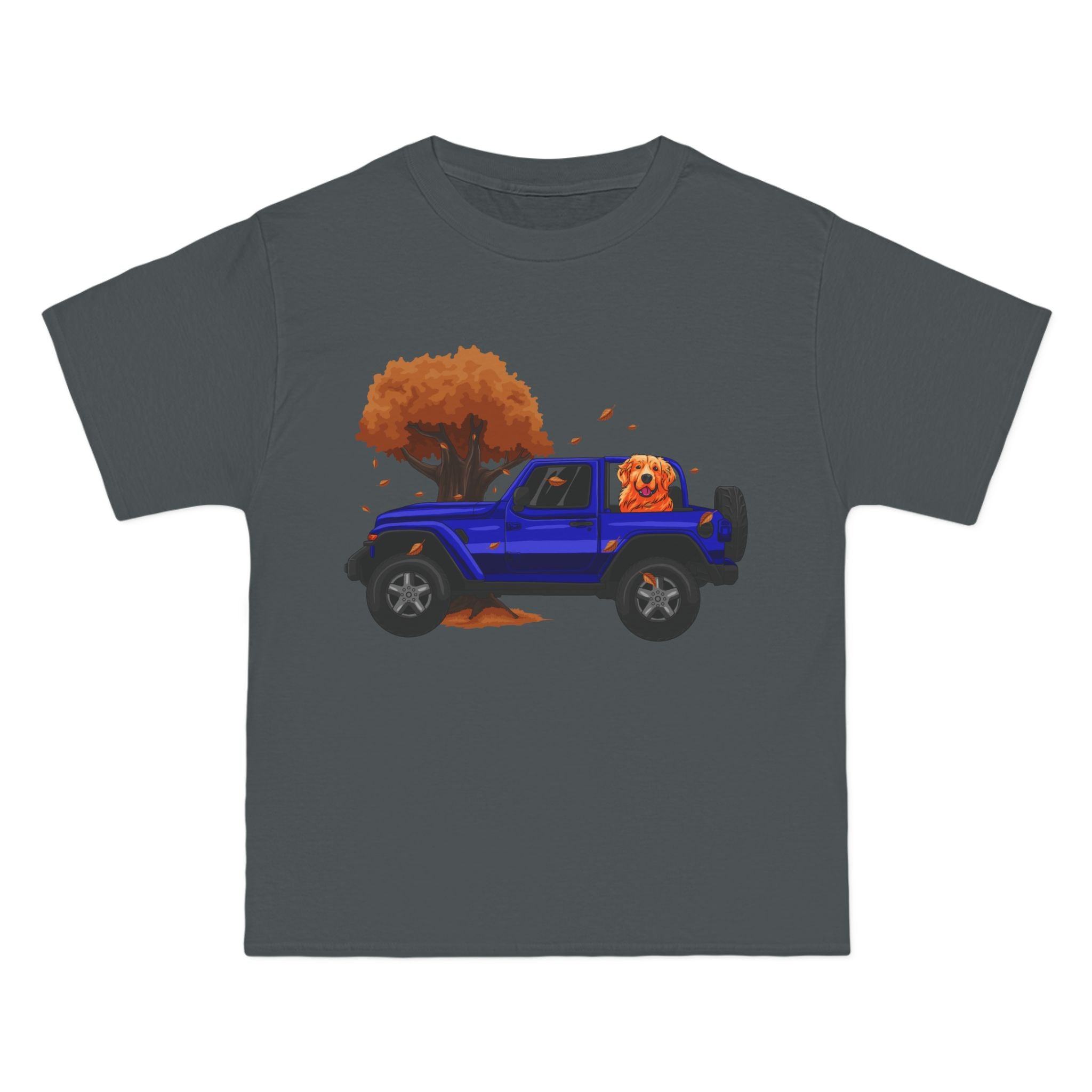 Fall Blue Jeep x Golden Retriever Beefy-T®  Short-Sleeve T-Shirt