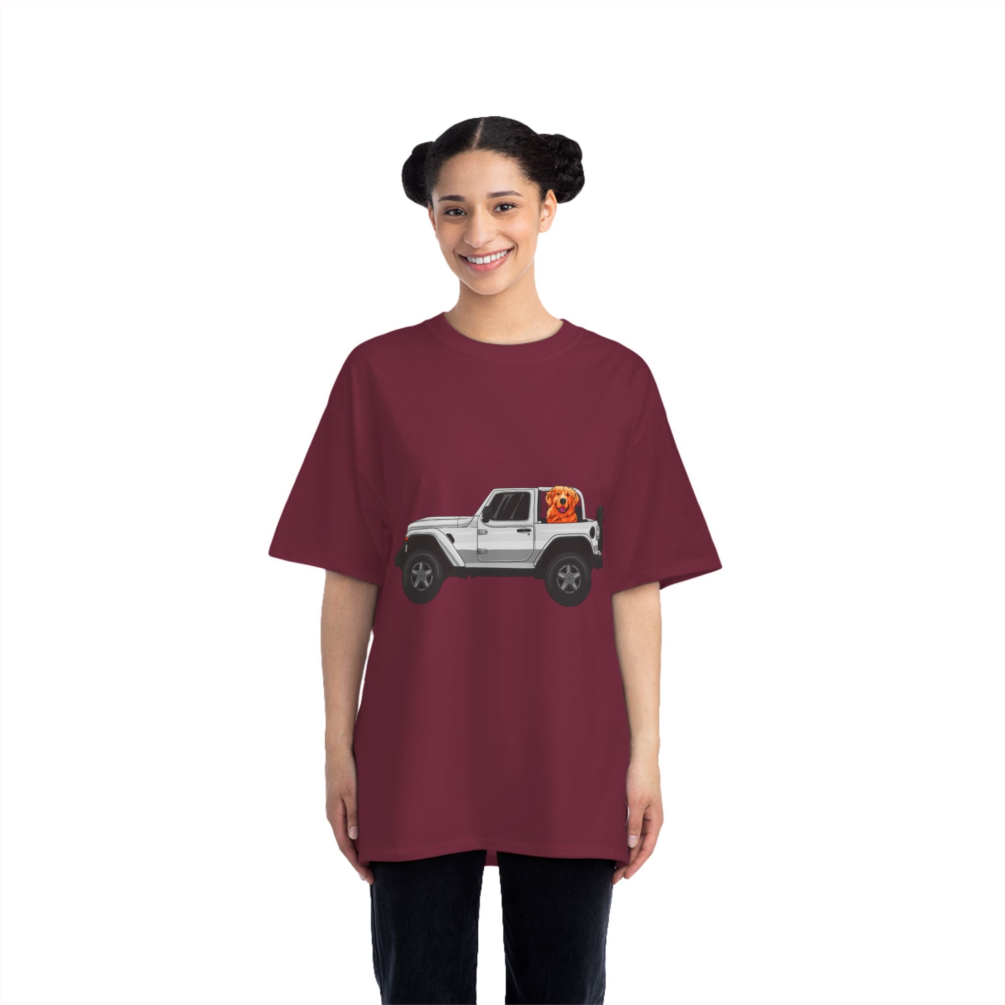 White Jeep x Golden Retriever Beefy-T®  Short-Sleeve T-Shirt