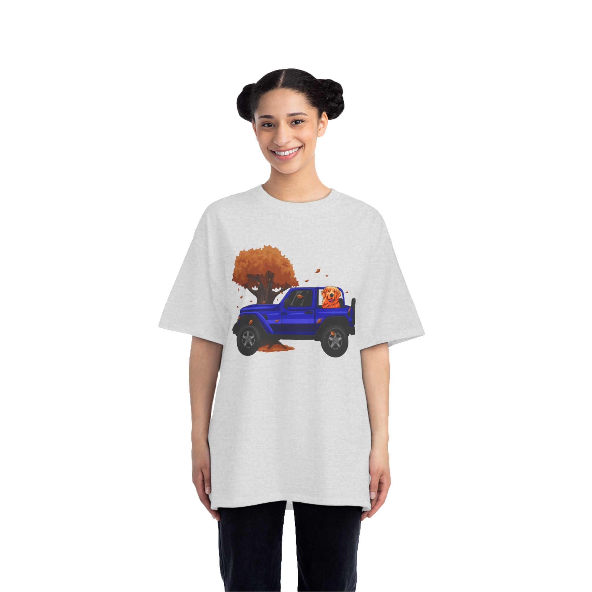 Fall Blue Jeep x Golden Retriever Beefy-T®  Short-Sleeve T-Shirt