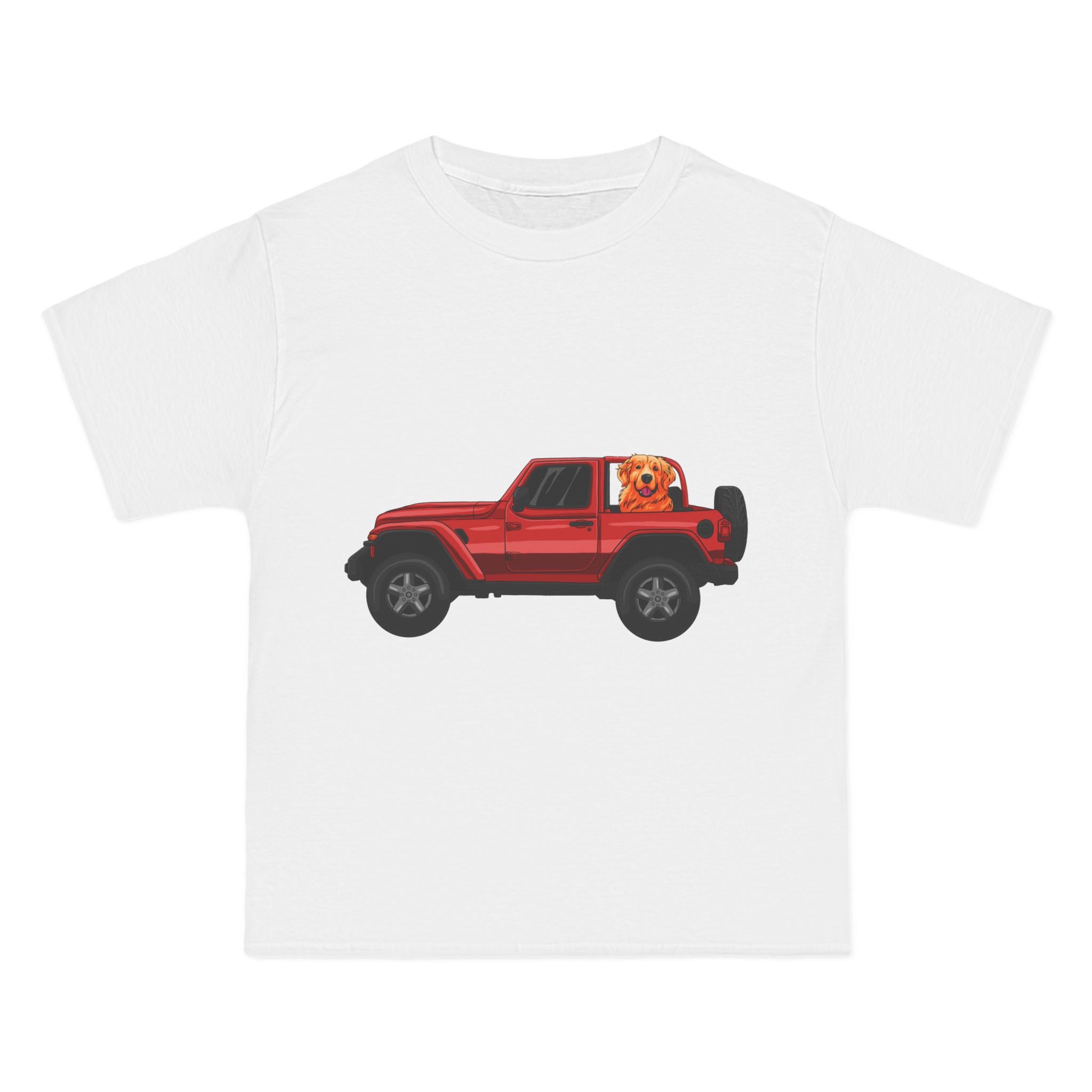 Red Jeep x Golden Retriever Beefy-T®  Short-Sleeve T-Shirt