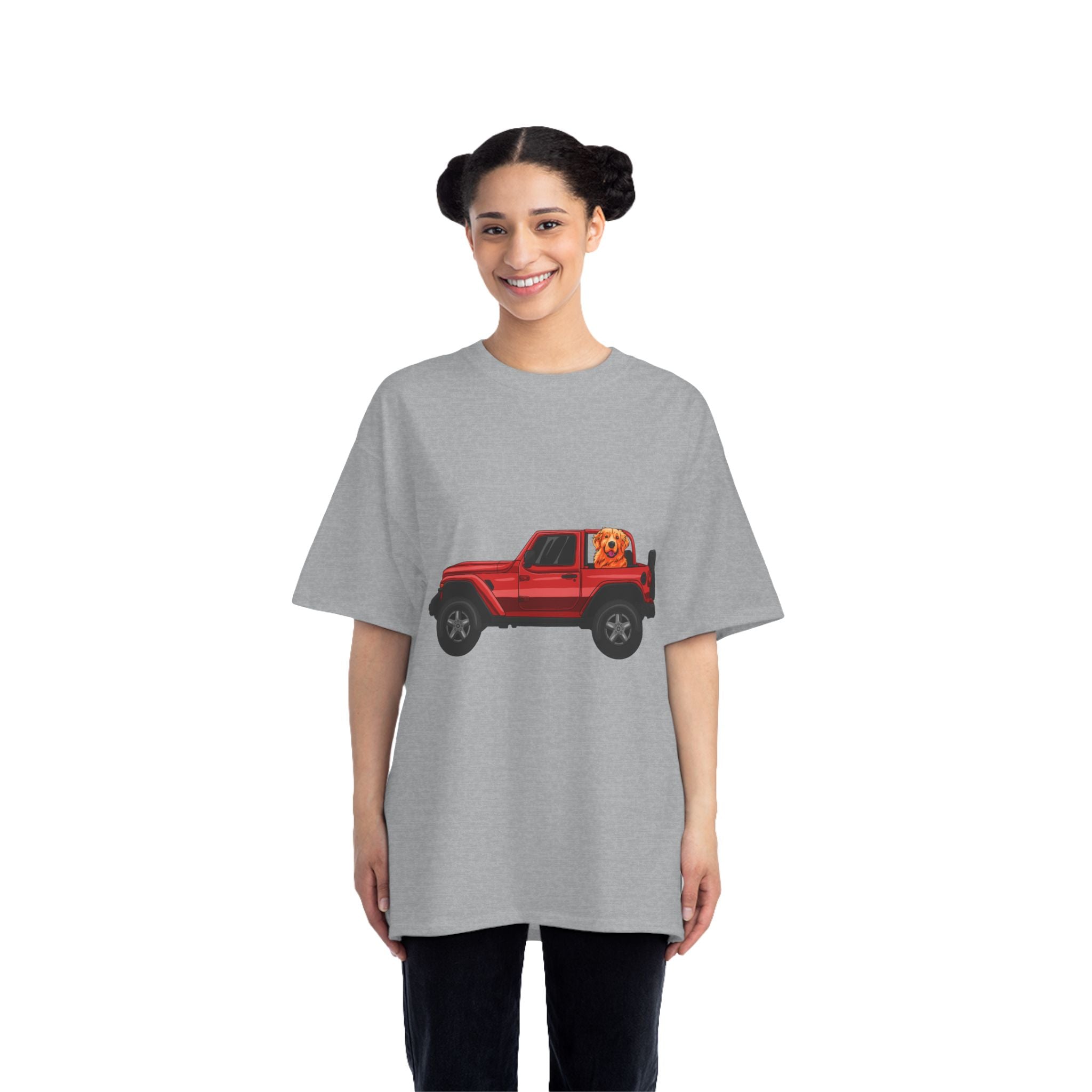 Red Jeep x Golden Retriever Beefy-T®  Short-Sleeve T-Shirt