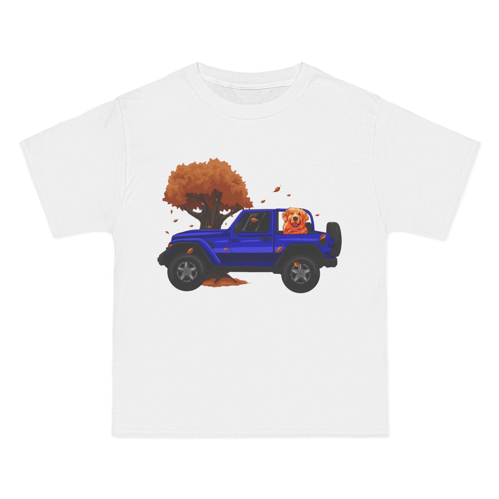 Fall Blue Jeep x Golden Retriever Beefy-T®  Short-Sleeve T-Shirt