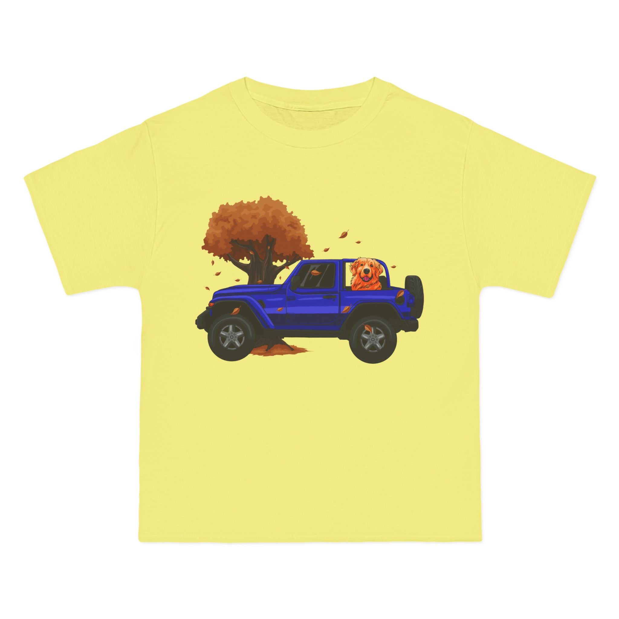 Fall Blue Jeep x Golden Retriever Beefy-T®  Short-Sleeve T-Shirt