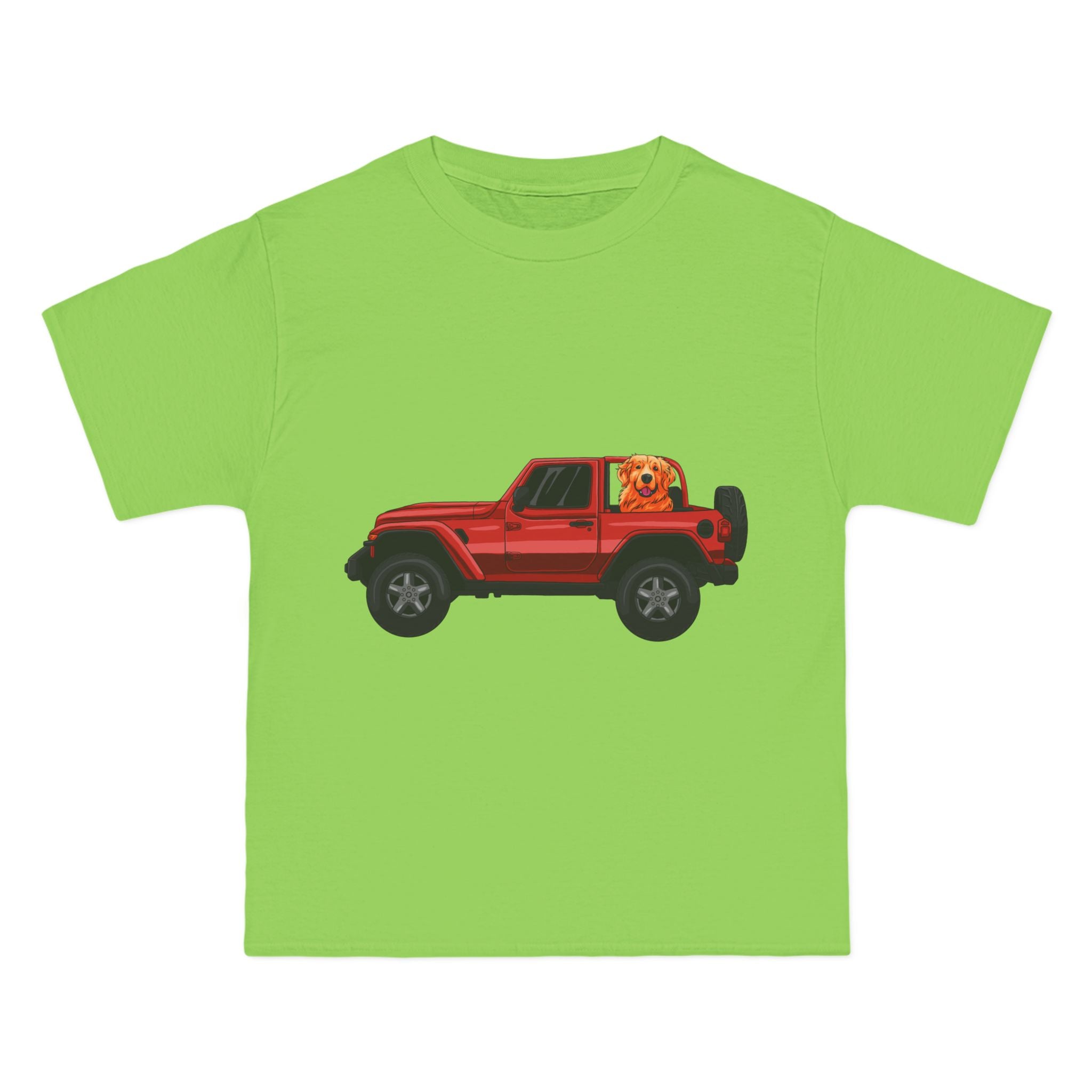 Red Jeep x Golden Retriever Beefy-T®  Short-Sleeve T-Shirt