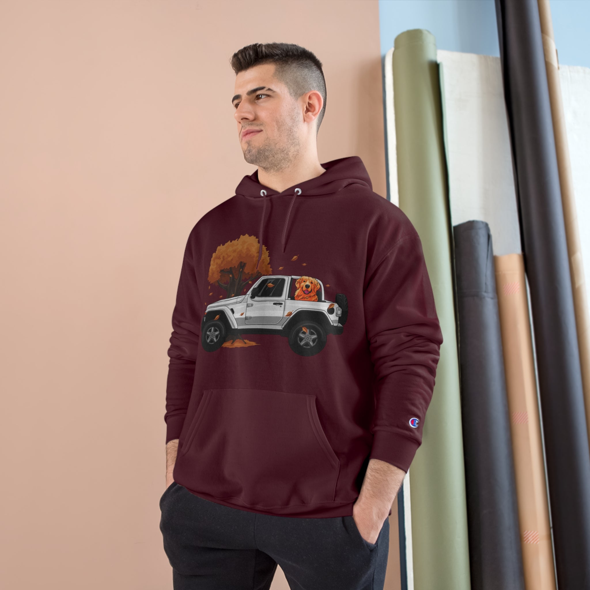 Autumn-Thanksgiving White Jeep x Golden Retriever Champion Hoodie