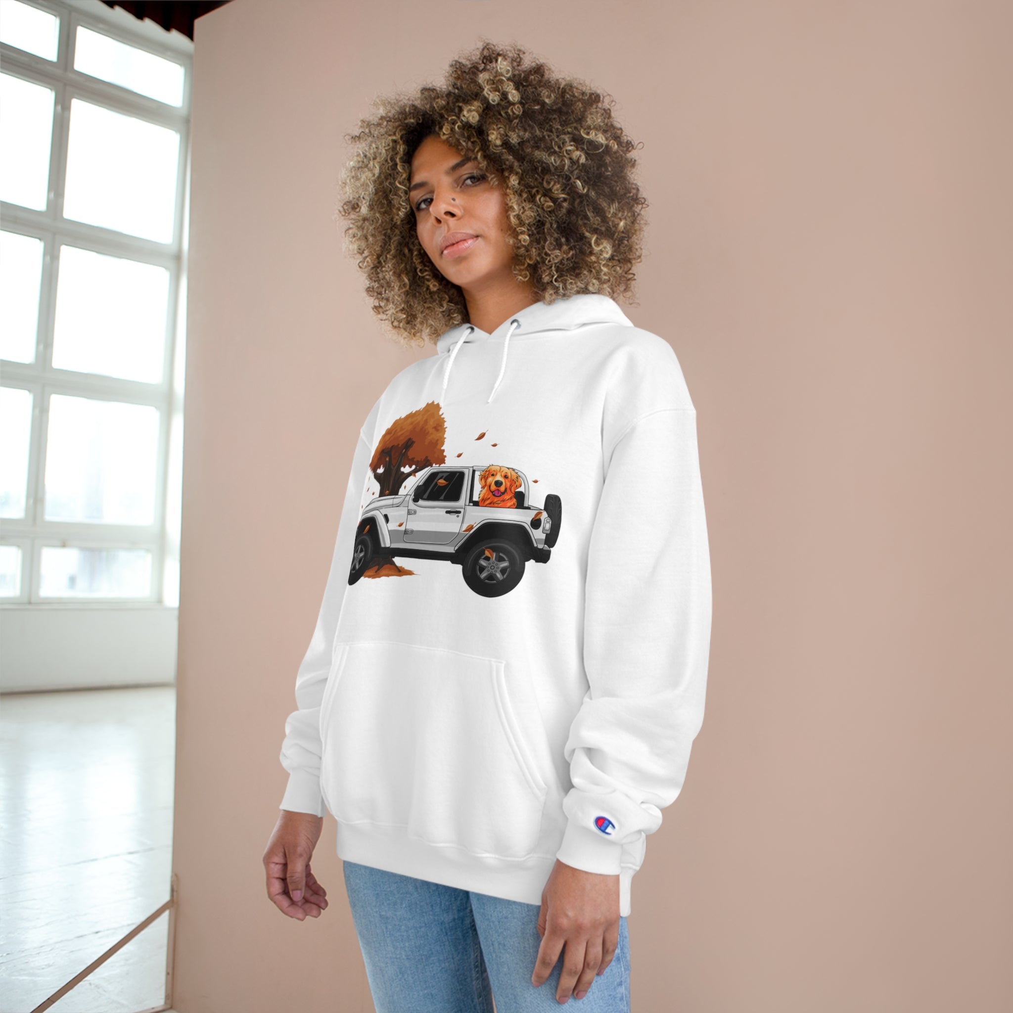 Autumn-Thanksgiving White Jeep x Golden Retriever Champion Hoodie