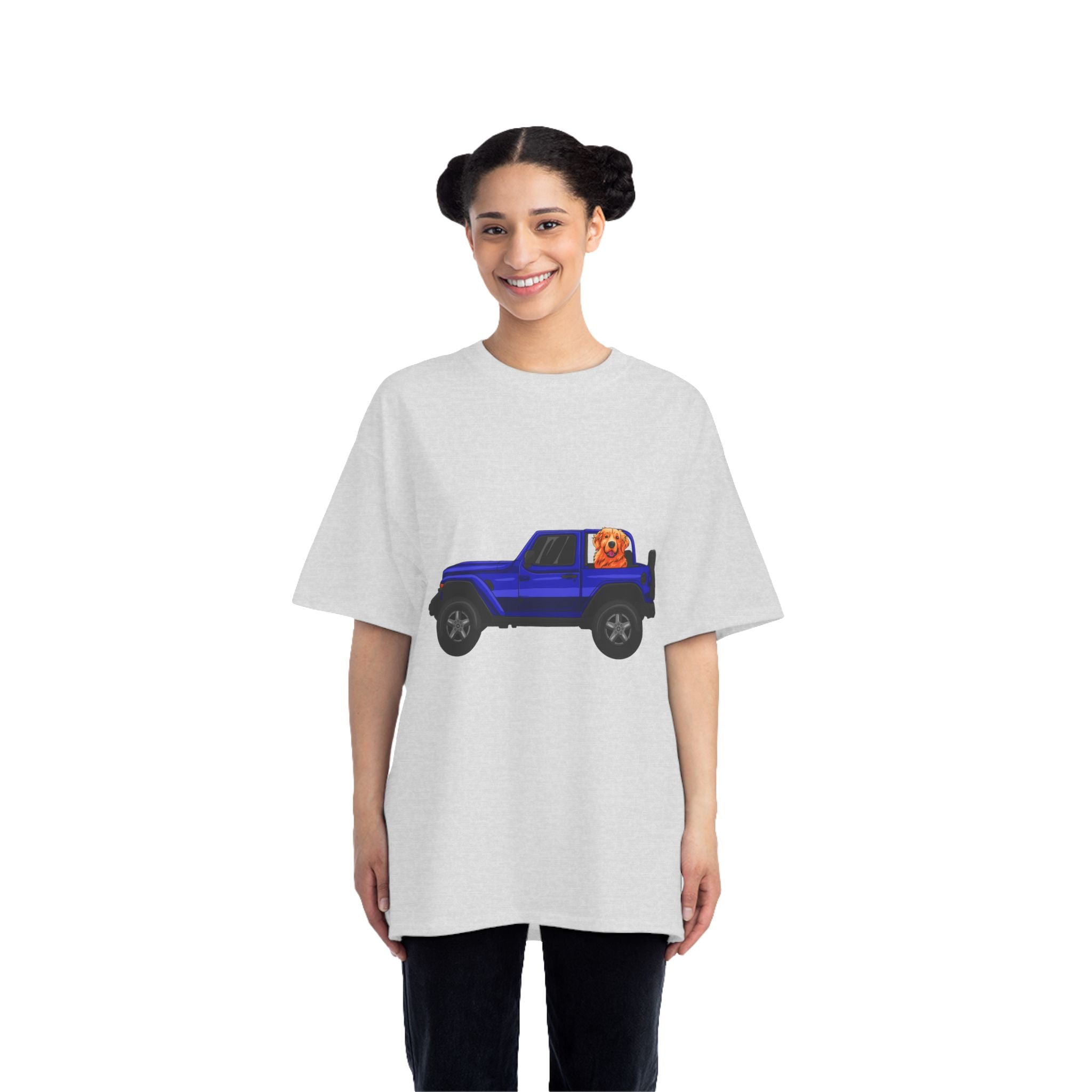 Blue Jeep x Golden Retriever Beefy-T®  Short-Sleeve T-Shirt