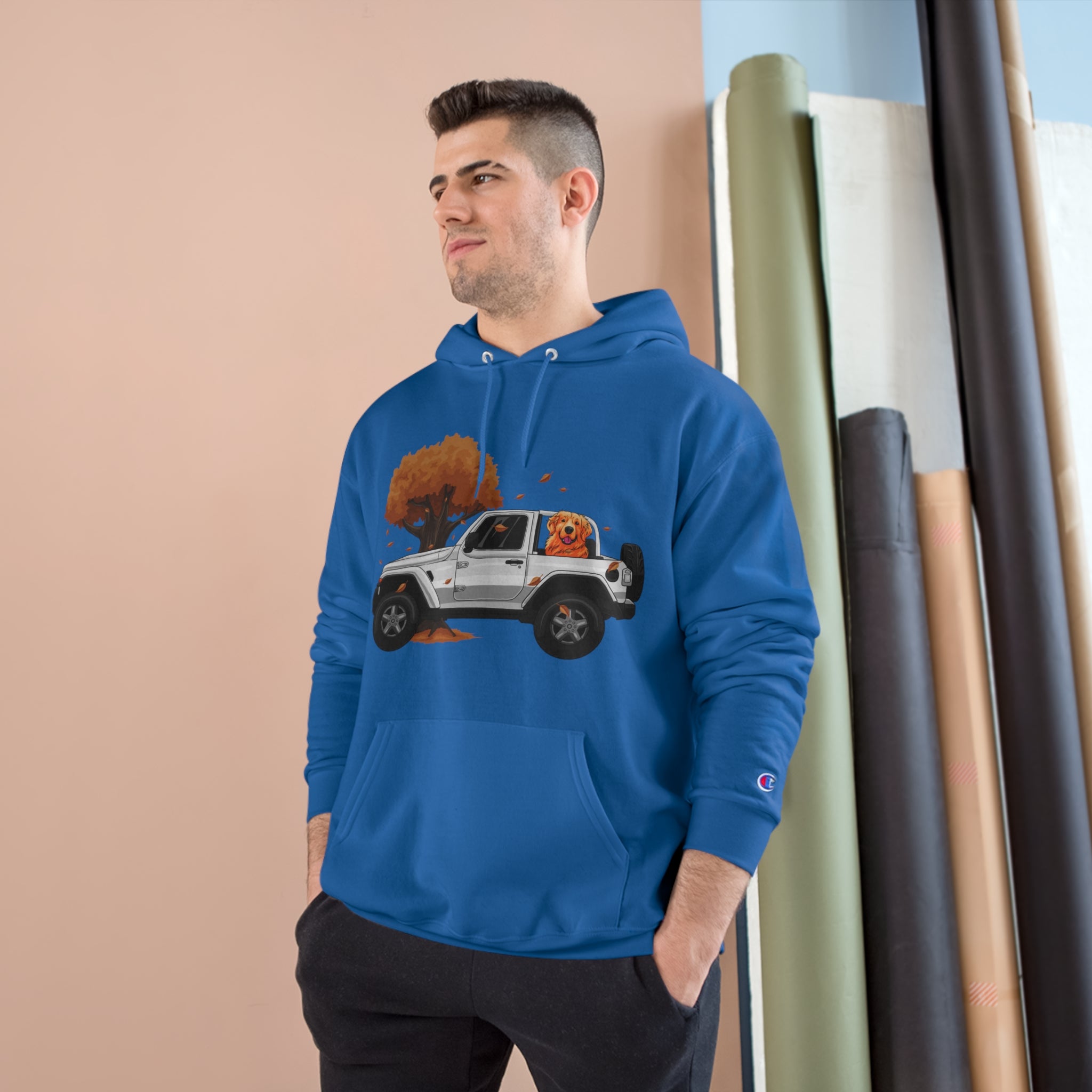 Autumn-Thanksgiving White Jeep x Golden Retriever Champion Hoodie