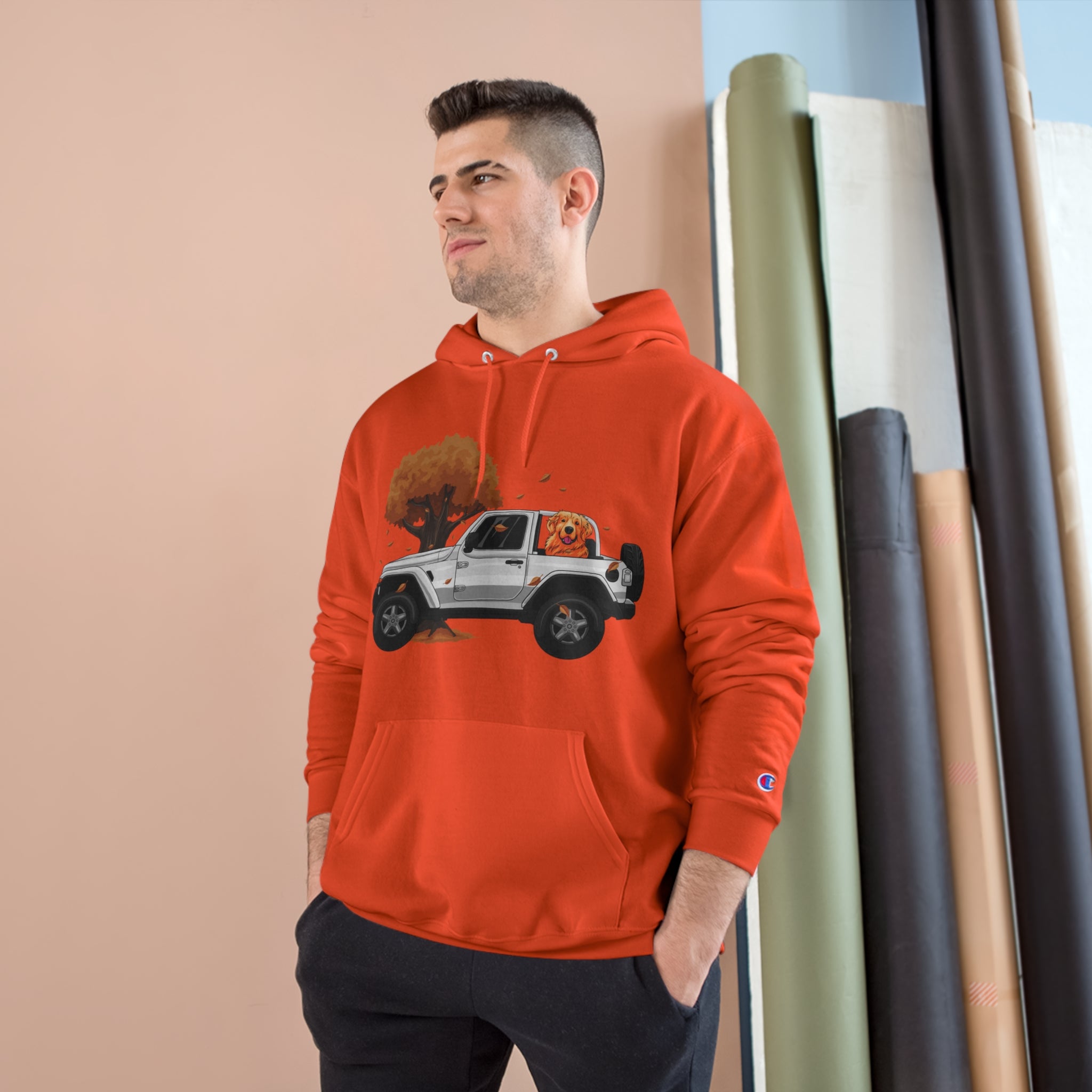 Autumn-Thanksgiving White Jeep x Golden Retriever Champion Hoodie