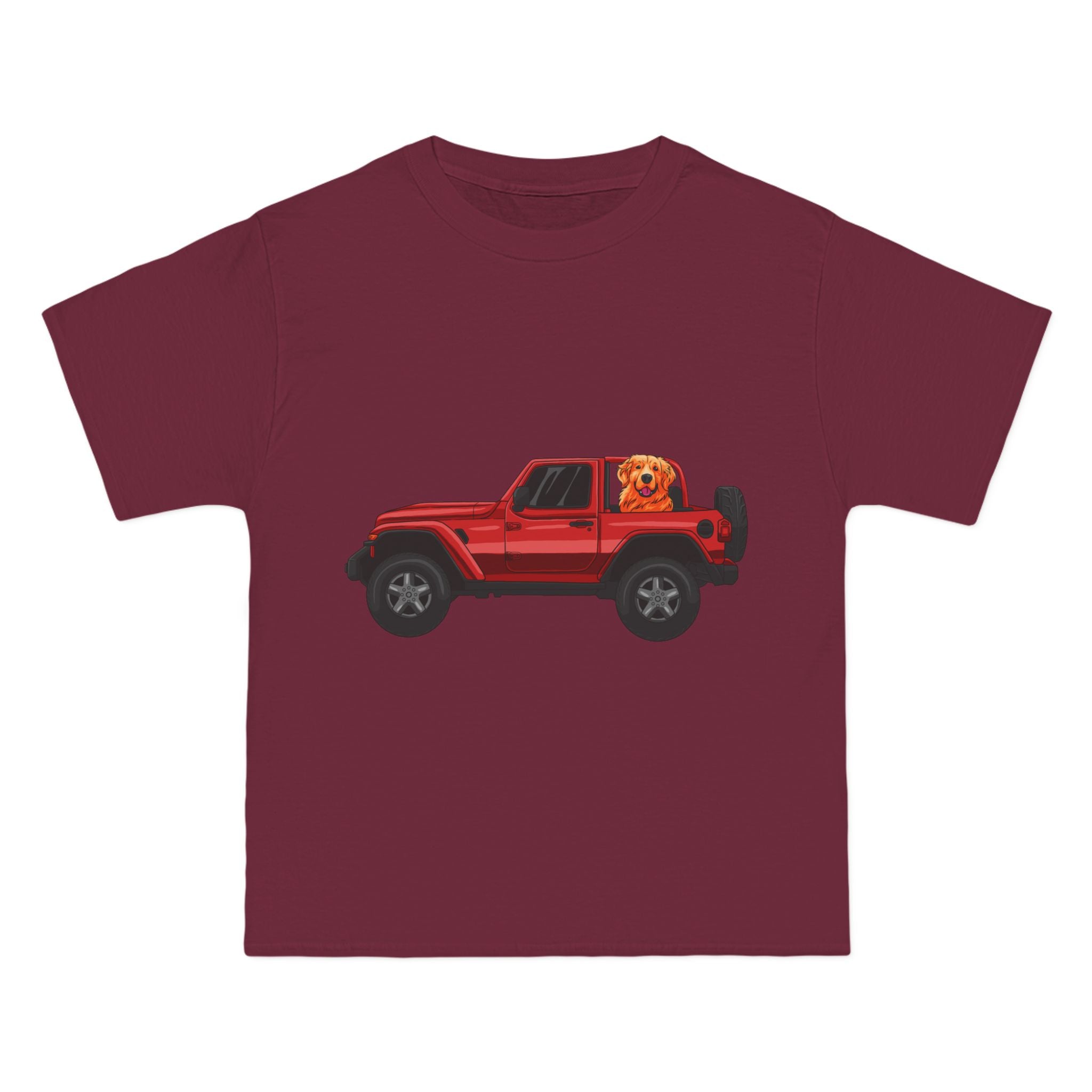 Red Jeep x Golden Retriever Beefy-T®  Short-Sleeve T-Shirt