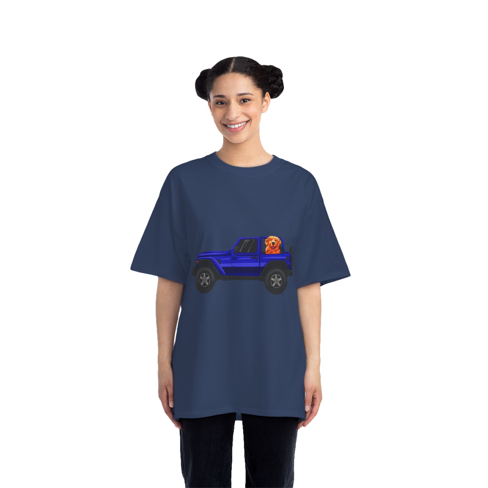 Blue Jeep x Golden Retriever Beefy-T®  Short-Sleeve T-Shirt