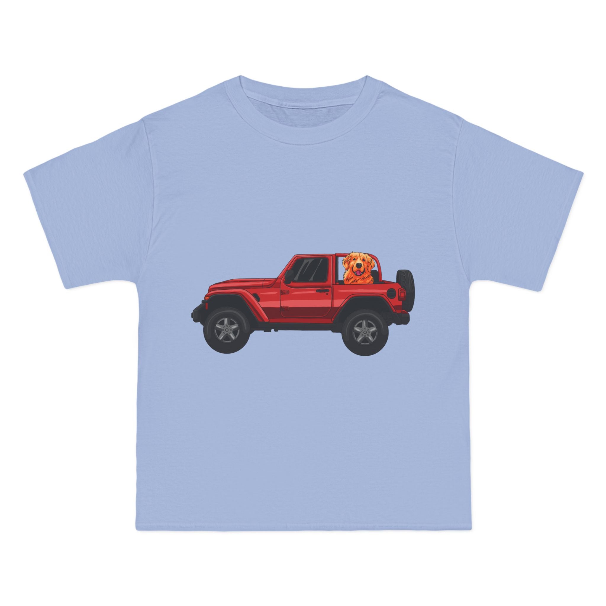 Red Jeep x Golden Retriever Beefy-T®  Short-Sleeve T-Shirt