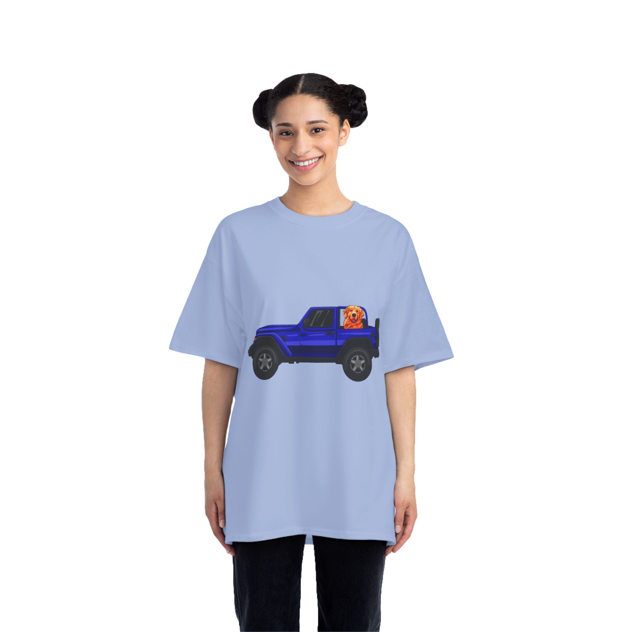 Blue Jeep x Golden Retriever Beefy-T®  Short-Sleeve T-Shirt