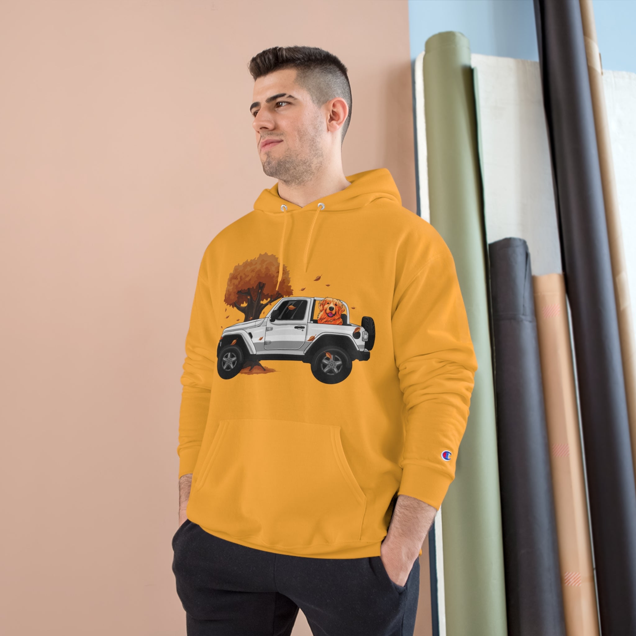 Autumn-Thanksgiving White Jeep x Golden Retriever Champion Hoodie