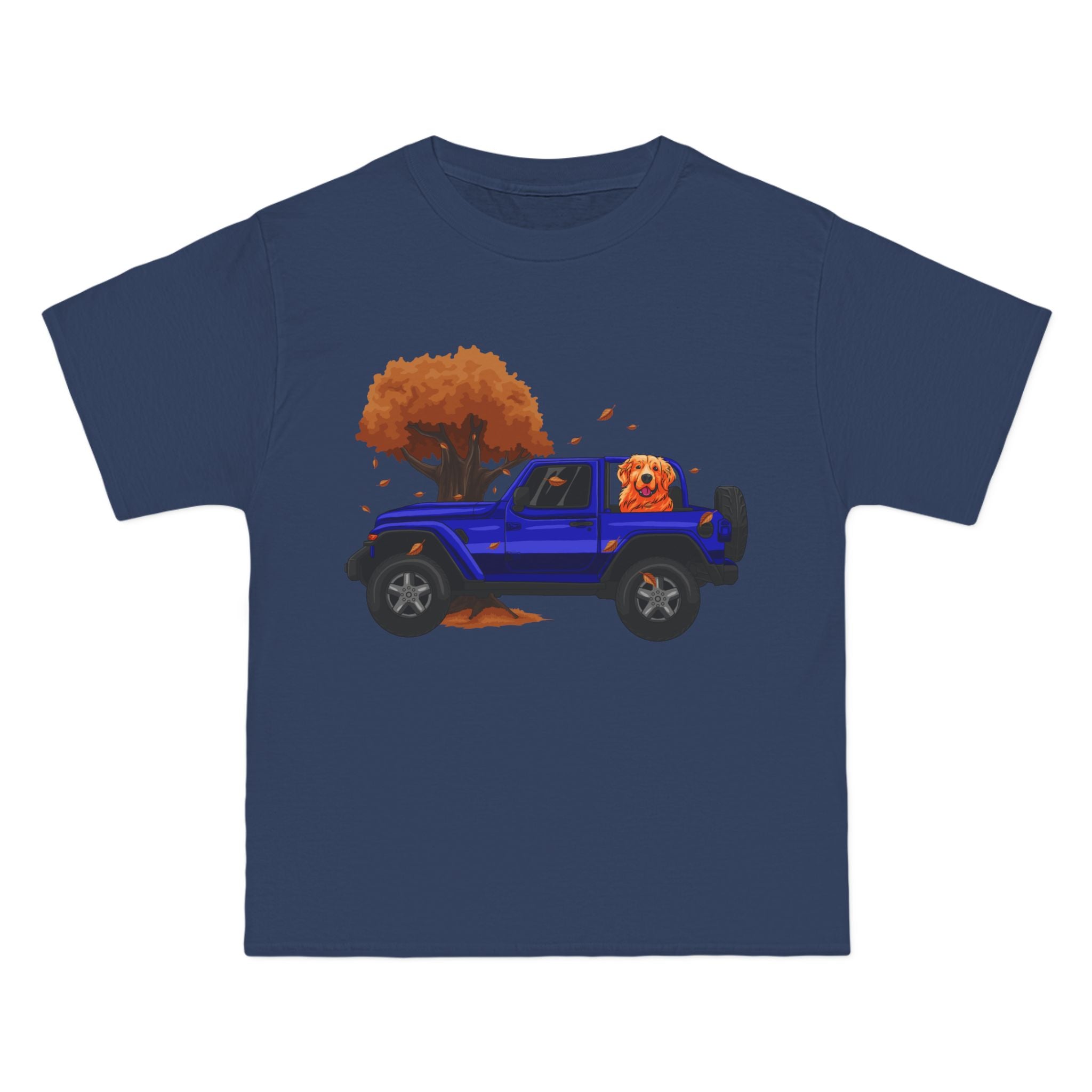 Fall Blue Jeep x Golden Retriever Beefy-T®  Short-Sleeve T-Shirt