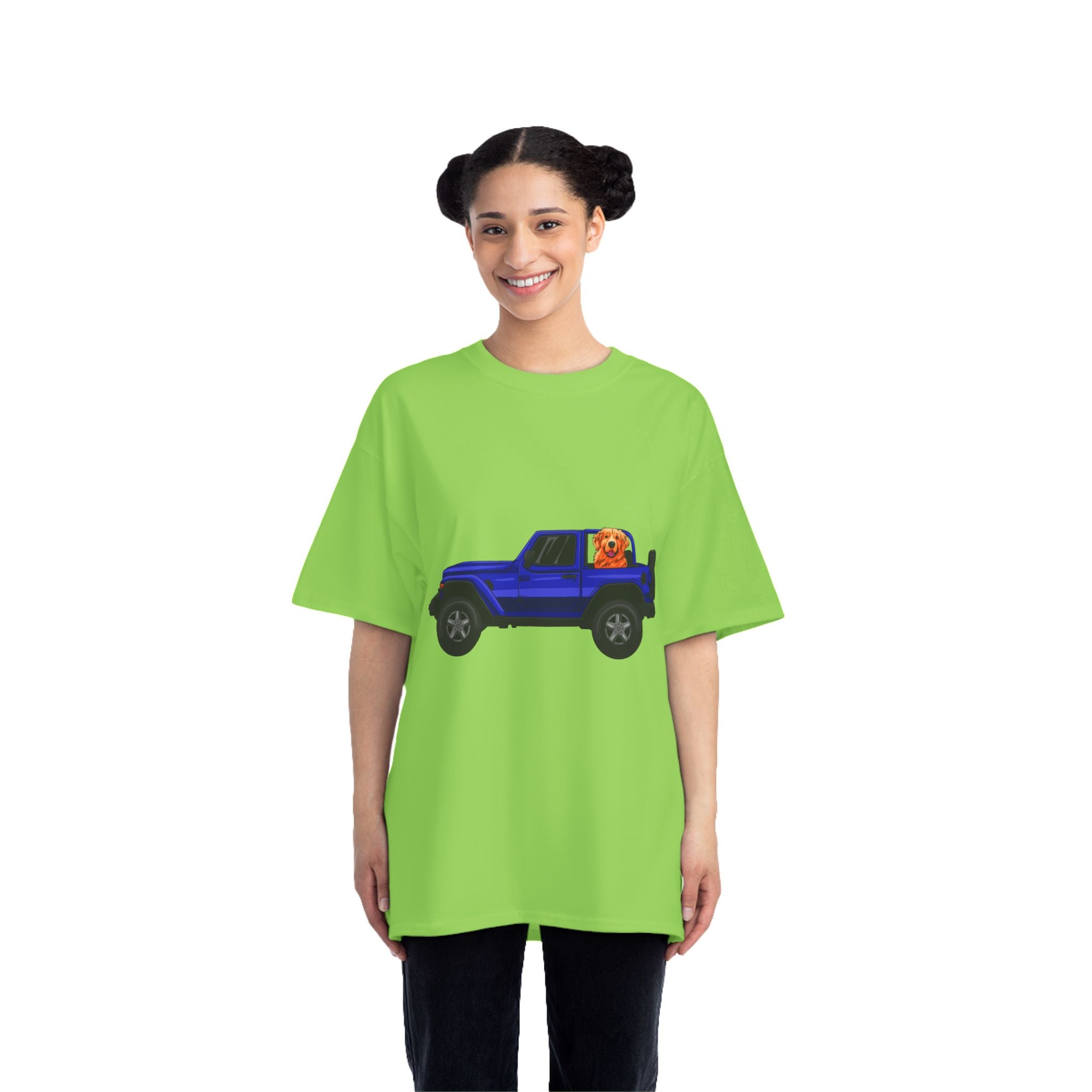 Blue Jeep x Golden Retriever Beefy-T®  Short-Sleeve T-Shirt