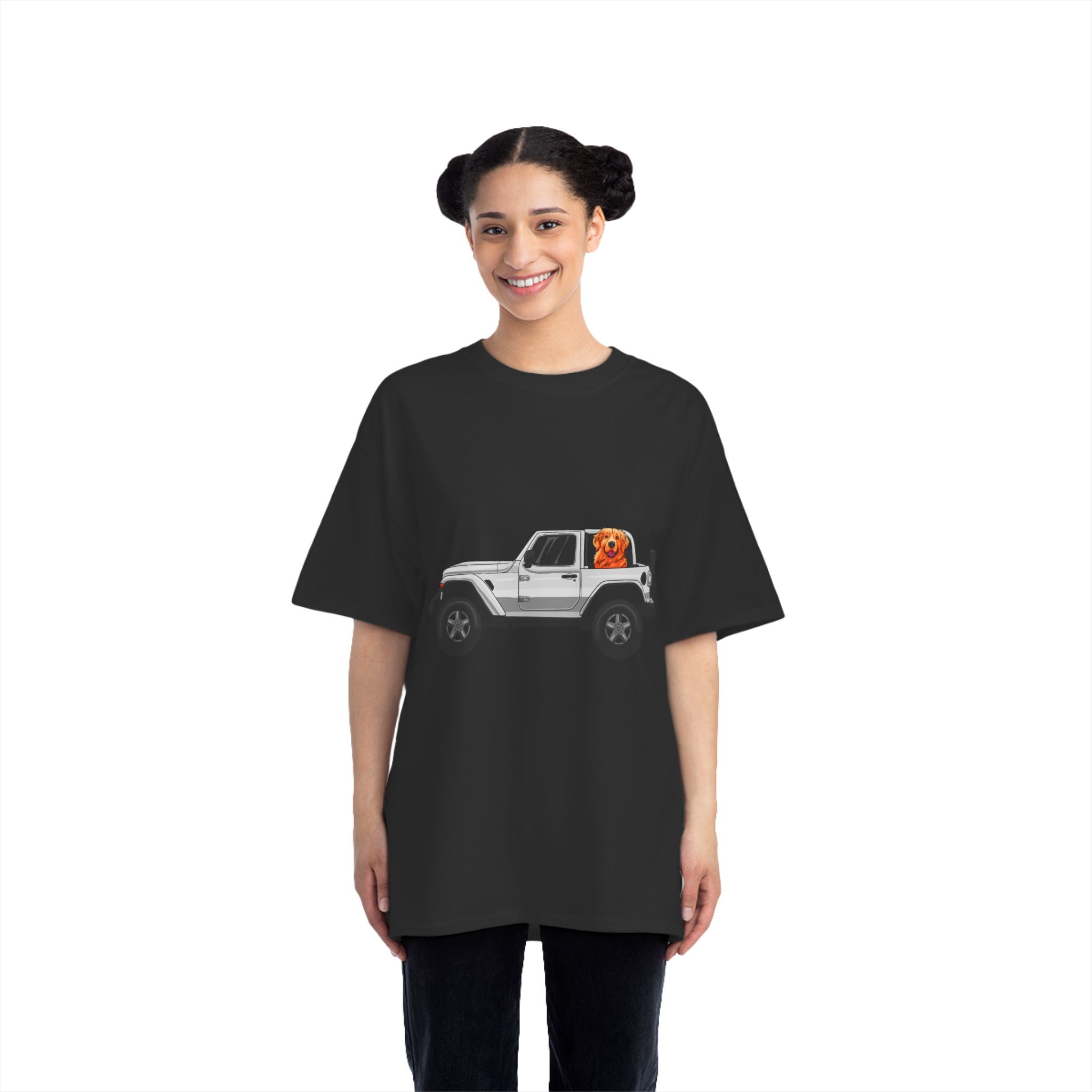 White Jeep x Golden Retriever Beefy-T®  Short-Sleeve T-Shirt