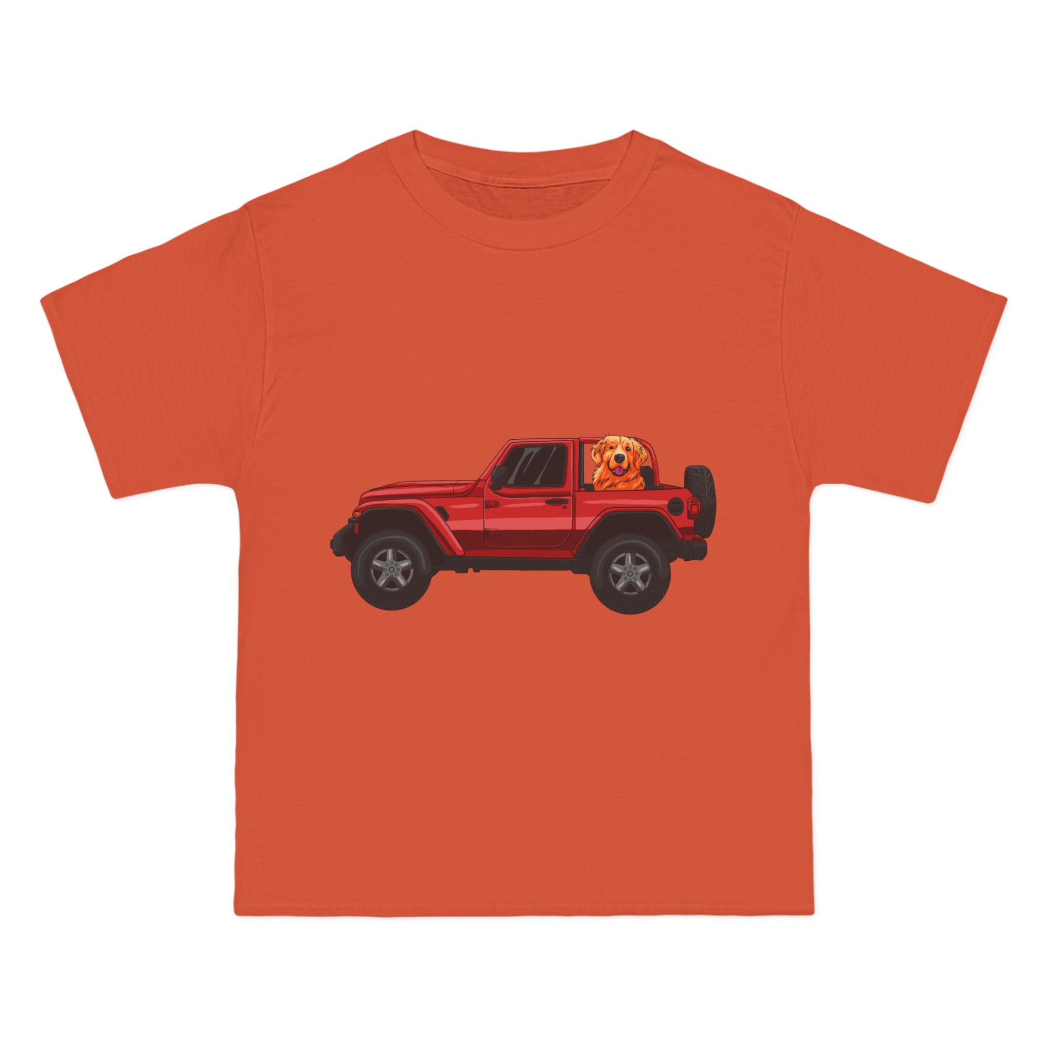 Red Jeep x Golden Retriever Beefy-T®  Short-Sleeve T-Shirt