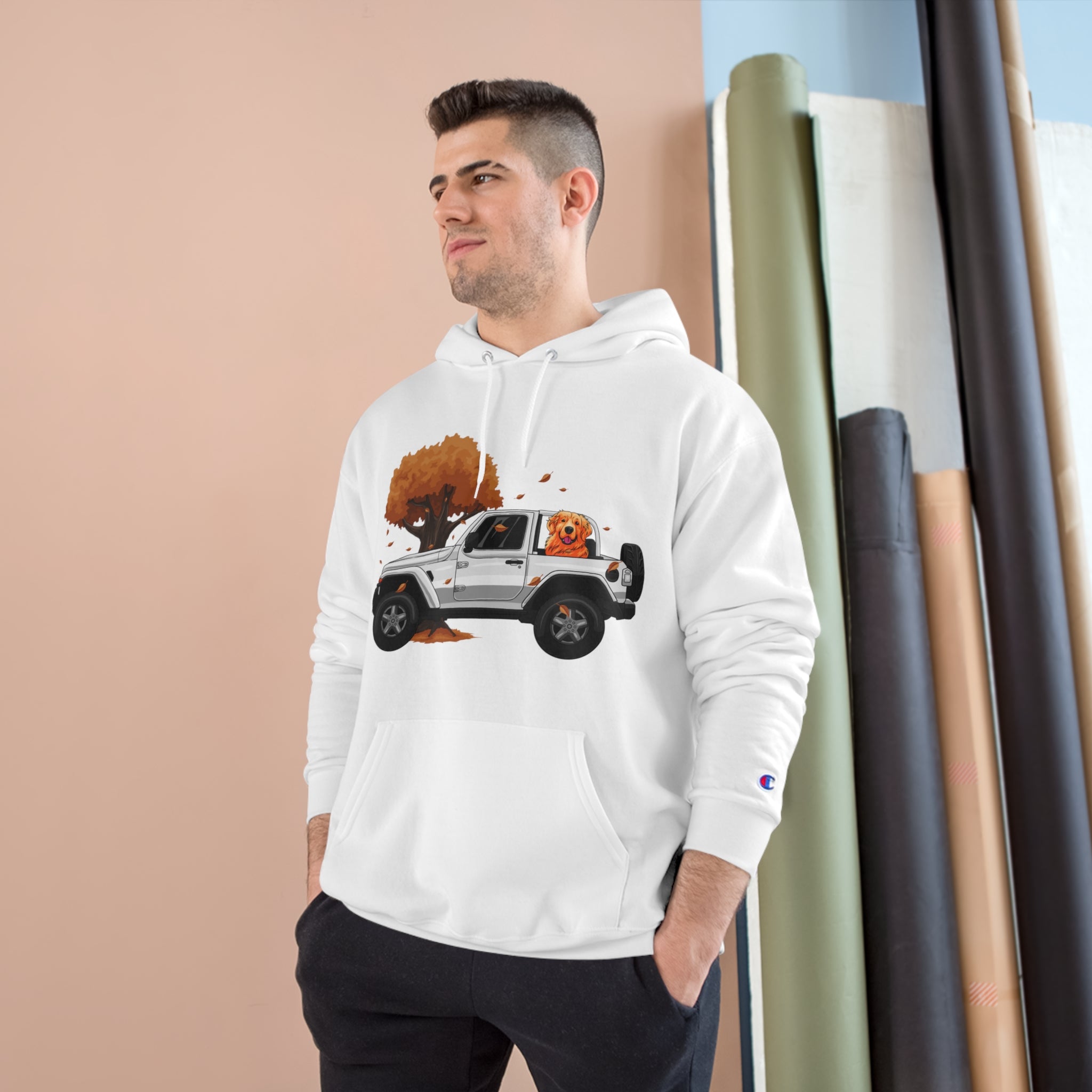 Autumn-Thanksgiving White Jeep x Golden Retriever Champion Hoodie